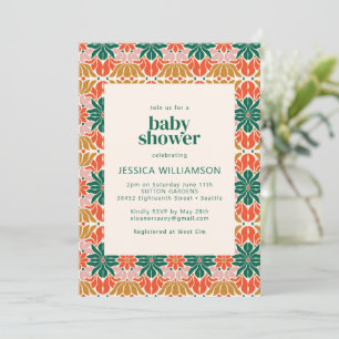 Red Grönt Rosa jul Botanical Baby Shower Inbjudningar