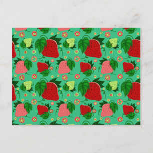 Red Grönt Rosa Strawbär Vykort