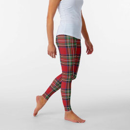 Red Grönt Royal Stewart Tartan Play Mönster Leggings