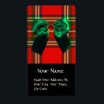 RED GRÖNT SCOTTISH TARTAN OCH CHRISTMAS BOWS FRAKTSEDEL<br><div class="desc">Elegant,  skotsk tartan i röd grönt,  vit färg,  glanka silke och 3D ruby,  emerald gem-stenar. av Bulgan Lumini (c) Enkel att anpassa med din egen text för Holiday Greetings.</div>