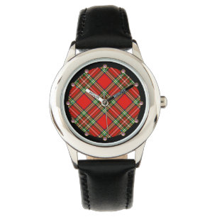 RED GRÖNT SCOTTISH TARTAN WITH ROSA GEMSTONES ARMBANDSUR