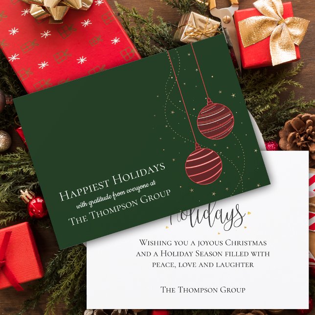 Red Grönt Season's Greetings Business Helgdag Kort (Red Green Season's Greetings Business Holiday Card)