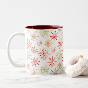 Red Grönt Snowflake Mönster Mugg