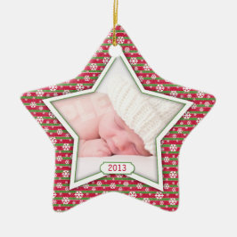 Red Grönt Snowflake Star Baby Första jul Julgransprydnad Keramik