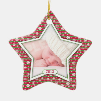 Red Grönt Snowflake Star Baby Första jul Julgransprydnad Keramik