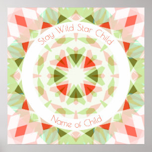 Red Grönt Stanna Vild Star Child Namn Nursery Deco Poster