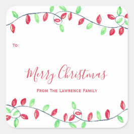 Red Grönt String Ljus jul-Helgdag-Märkre Fyrkantigt Klistermärke