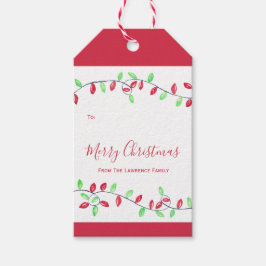 Red Grönt String Ljus jul Helgdag Presentetikett