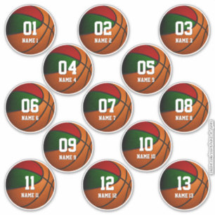 Red grönt-uppsättning med 13 presenter från basket klistermärken