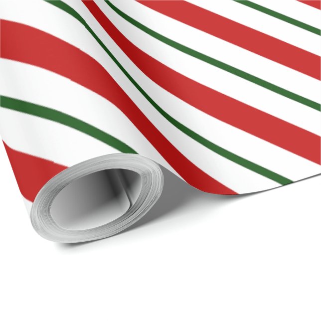 Red Grönt & White Candy cane jul Presentpapper (Rullad Hörn)