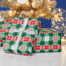 RED GRÖNT WHITE CHRISTMAS PLAID MÖNSTER PRESENTPAPPER