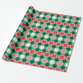 RED GRÖNT WHITE CHRISTMAS PLAID MÖNSTER PRESENTPAPPER
