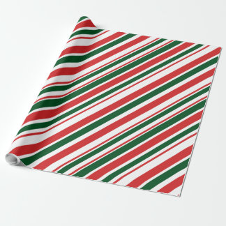 Red Grönt White Diagonal Candy Rand Presentpapper