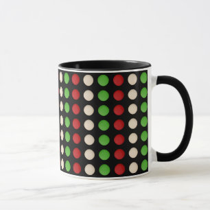 Red Grönt White Dot Mönster Mugg