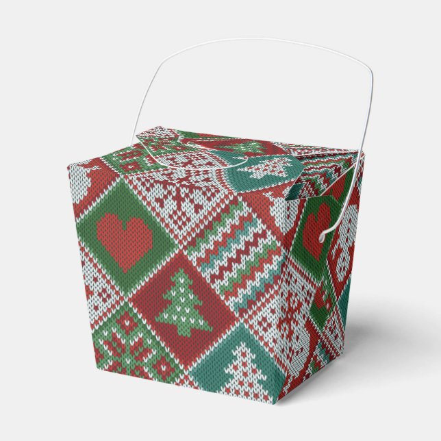 Red Grönt White Faux Sticka jul Mönster Presentaskar (Framsidan Sidan)