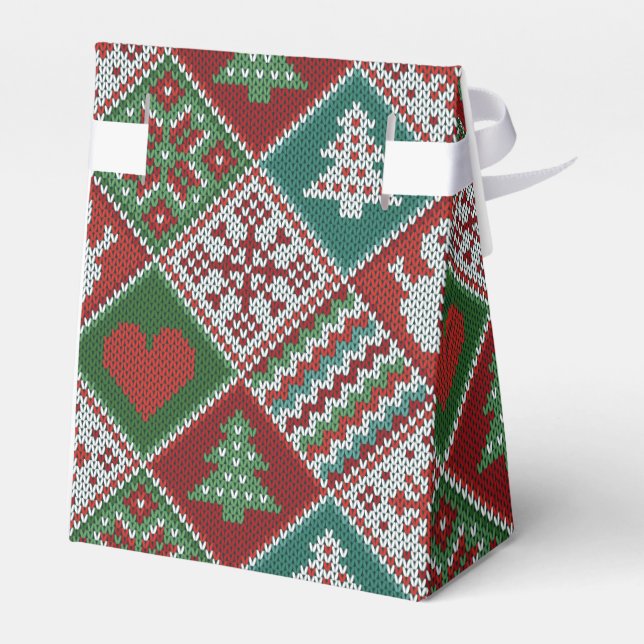 Red Grönt White Faux Sticka jul Mönster Presentaskar (Baksidan Sidan)