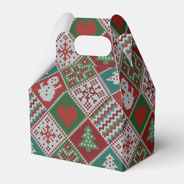 Red Grönt White Faux Sticka jul Mönster Presentaskar (Framsidan Sidan)