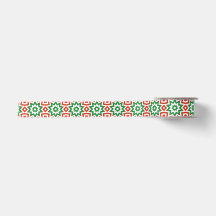 Red Grönt White Geometric Mönster jul Ribbon