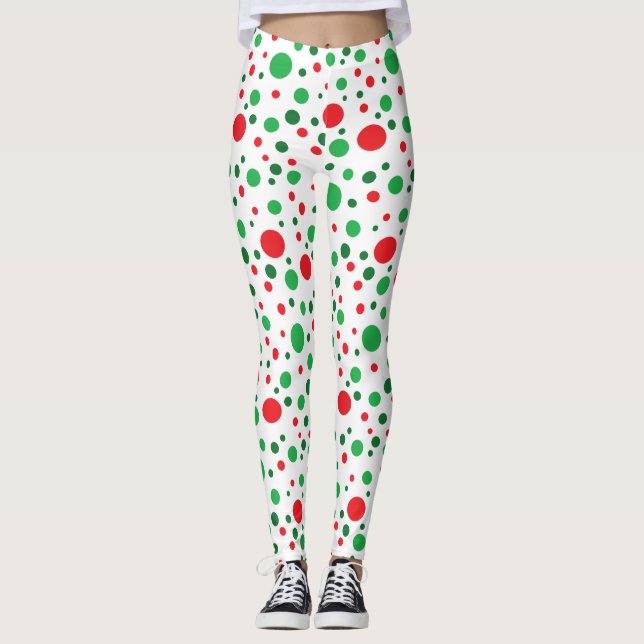 Red Grönt White jul Helgdag Leggings (Framsida)