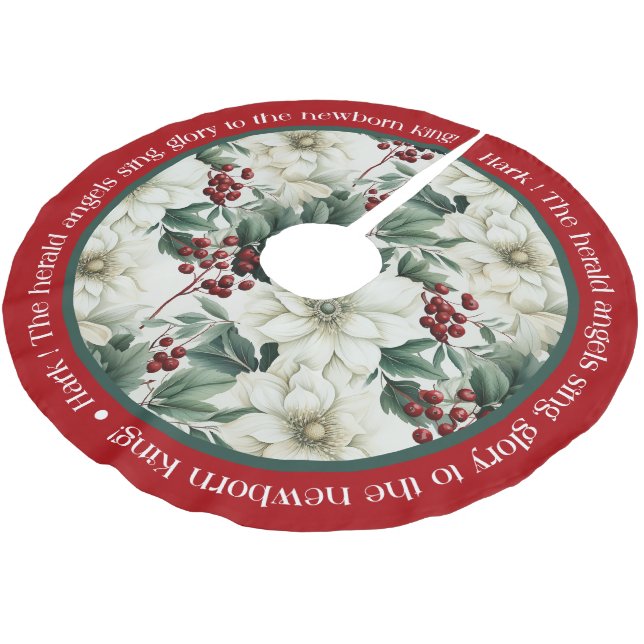 Red Grönt White jul Pointsettia Julgransmatta Borstad Polyester (Vinklad)