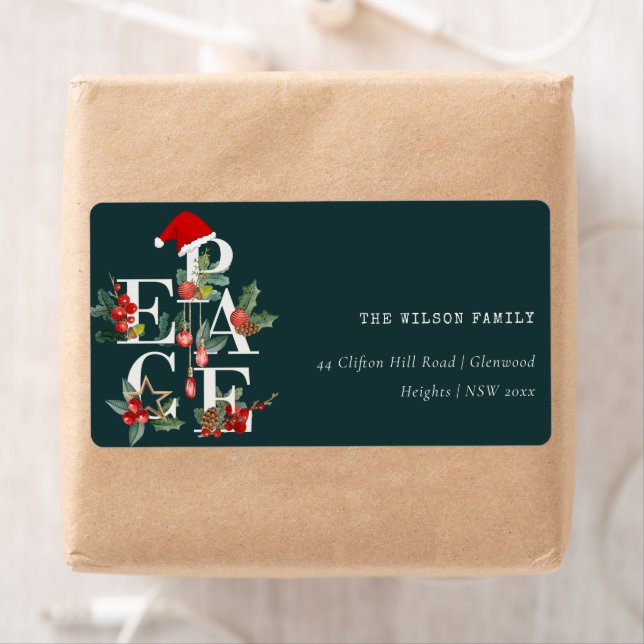 Red Grönt White Peace-julhelgen Adress Fraktsedel (Insitu)