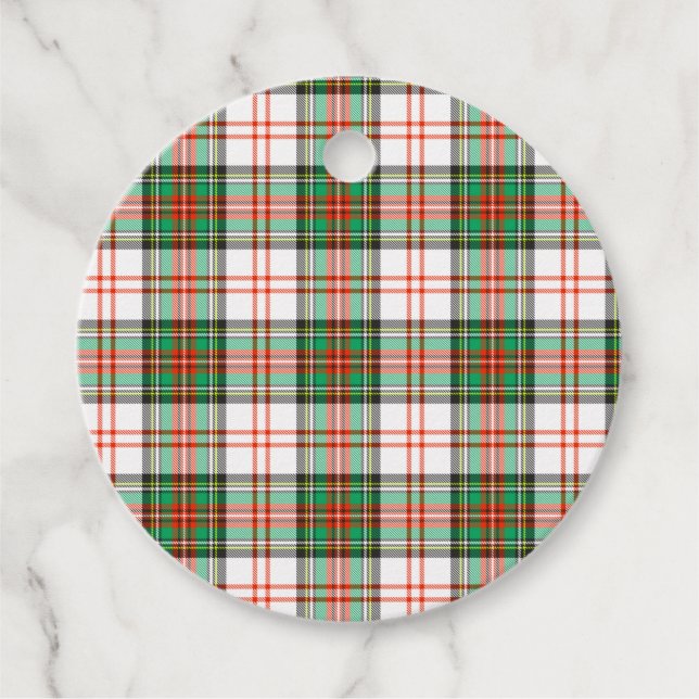 Red, Grönt, White Scottish Tartan Play Helgdag Gåvor Etiketter (Framsida)