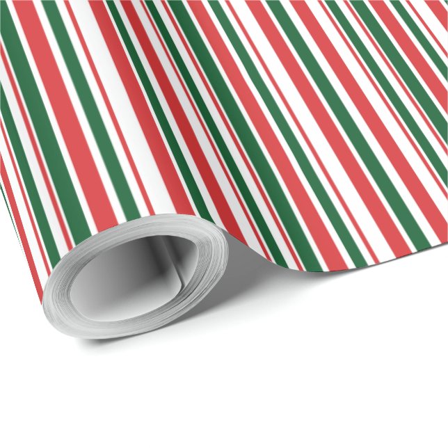 Red Grönt White Thin Rand Presentpapper (Rullad Hörn)