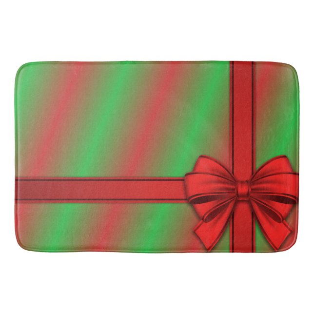 Red Grönt Wrapped Gift Helgdag Bath Mat Badrumsmatta (Framsidan)