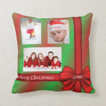 Red Grönt Wrapped Gift jul Photo Pillow
