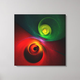 Red Grönt Yin Yang Modern Abstrakt Art Mönster #20 Canvastryck