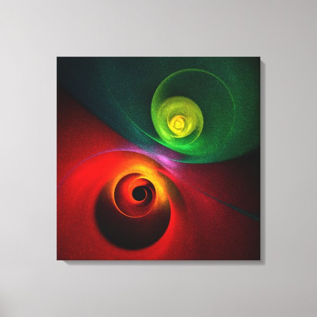 Red Grönt Yin Yang Modern Abstrakt Art Mönster #20 Canvastryck (Framsida)