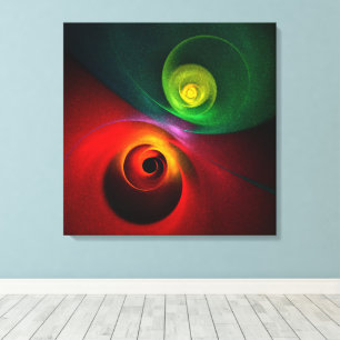 Red Grönt Yin Yang Modern Abstrakt Art Mönster #20 Canvastryck