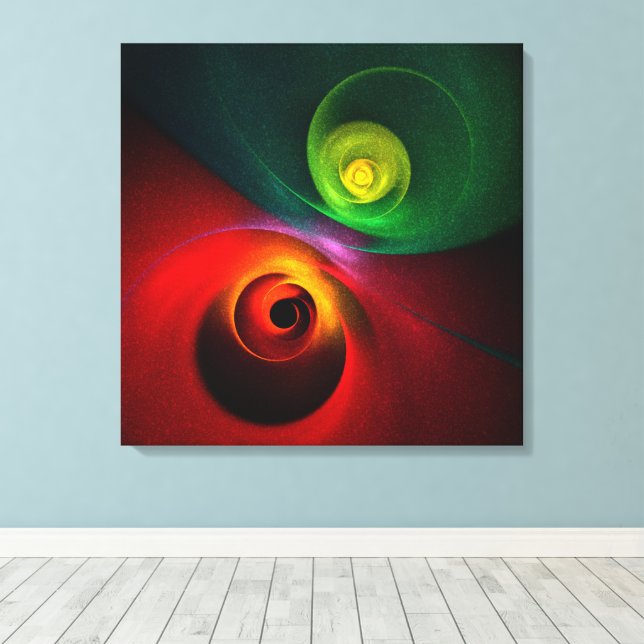 Red Grönt Yin Yang Modern Abstrakt Art Mönster #20 Canvastryck (Insitu (trägolv))