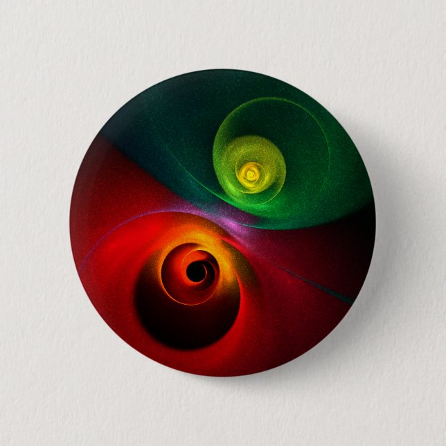 Red Grönt Yin Yang Modern Abstrakt Art Mönster #20 Knapp (Framsida)
