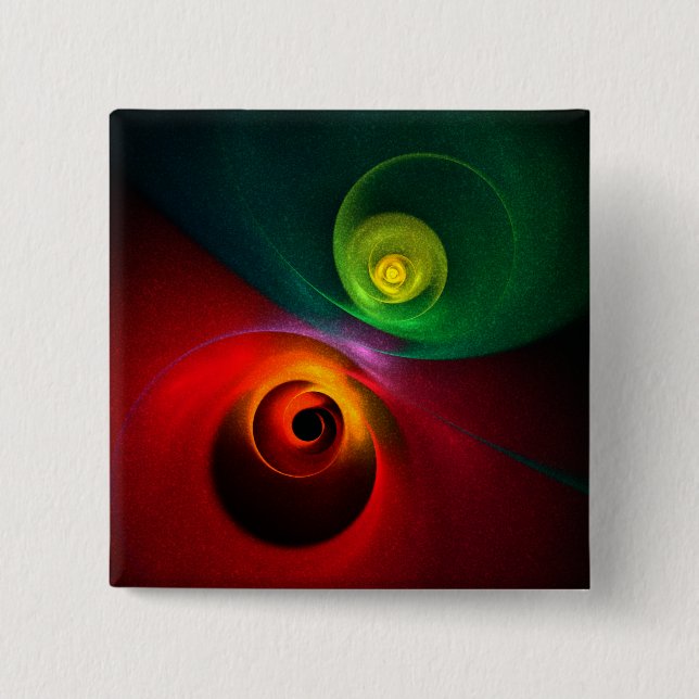 Red Grönt Yin Yang Modern Abstrakt Art Mönster #20 Knapp (Framsida)