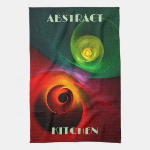 Red Grönt Yin Yang Modern Abstrakt Art Mönster #20 Kökshandduk