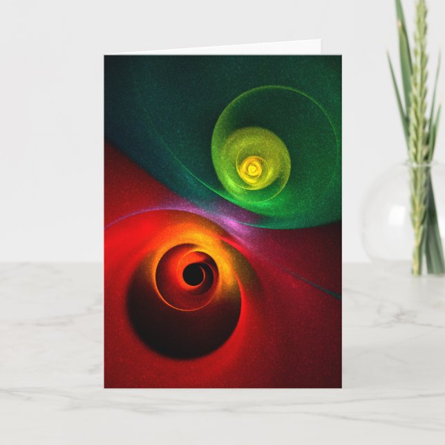 Red Grönt Yin Yang Modern Abstrakt Art Mönster #20 Kort (Framsida)