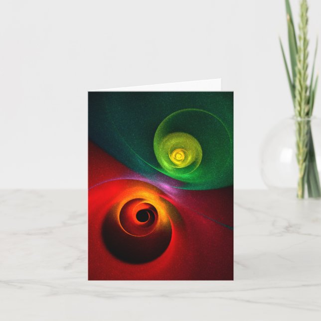 Red Grönt Yin Yang Modern Abstrakt Art Mönster #20 Kort (Framsida)