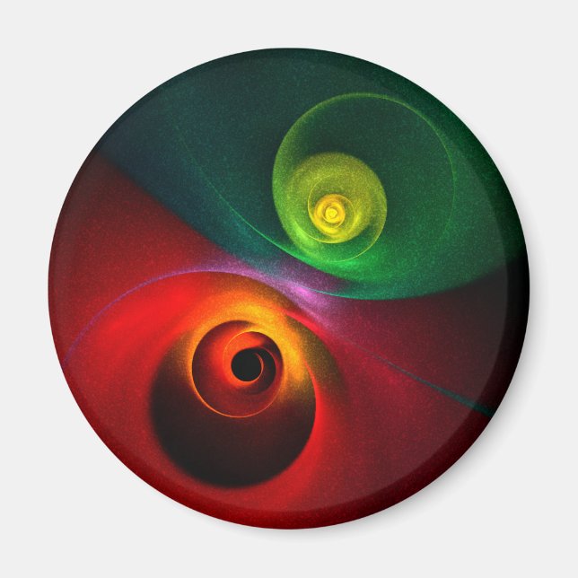 Red Grönt Yin Yang Modern Abstrakt Art Mönster #20 Magnet (Framsidan)