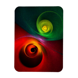Red Grönt Yin Yang Modern Abstrakt Art Mönster #20 Magnet