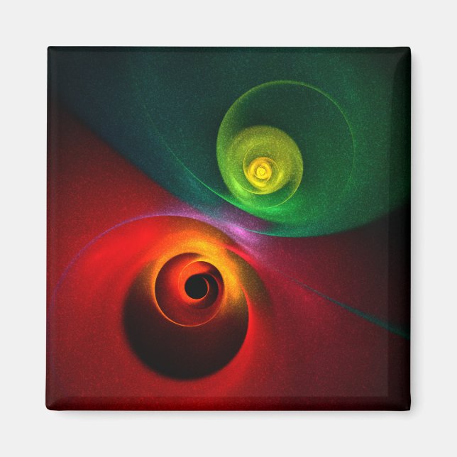 Red Grönt Yin Yang Modern Abstrakt Art Mönster #20 Magnet (Framsidan)