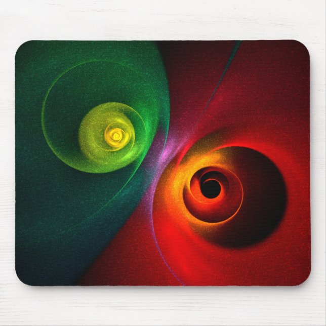 Red Grönt Yin Yang Modern Abstrakt Art Mönster #20 Musmatta (Framsidan)