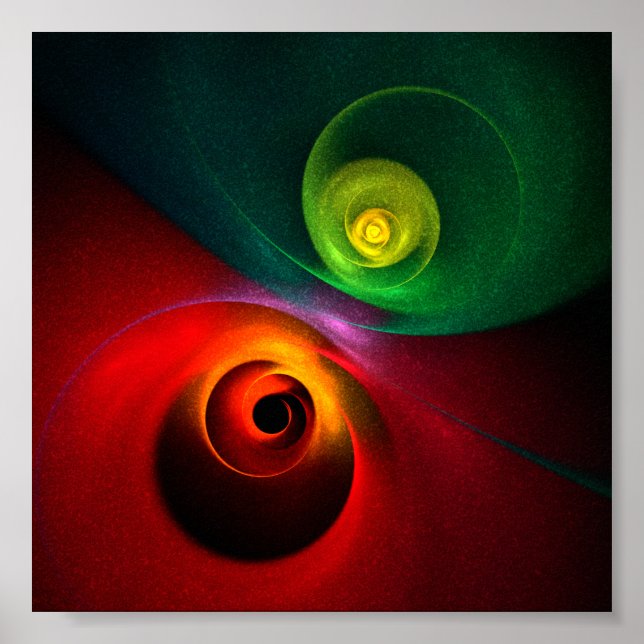 Red Grönt Yin Yang Modern Abstrakt Art Mönster #20 Poster (Framsidan)