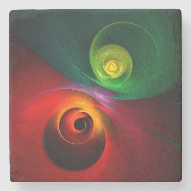 Red Grönt Yin Yang Modern Abstrakt Art Mönster #20 Stenunderlägg (Framsidan)