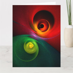 Red Grönt Yin Yang Modern Abstrakt Art Mönster #20 Tack Kort