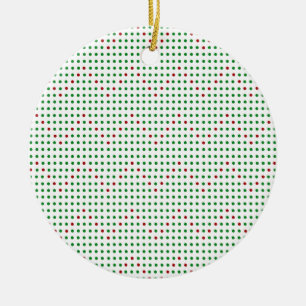 Red Grönt Zigzag Chevron Dots Mönster Helgdag Julgransprydnad Keramik