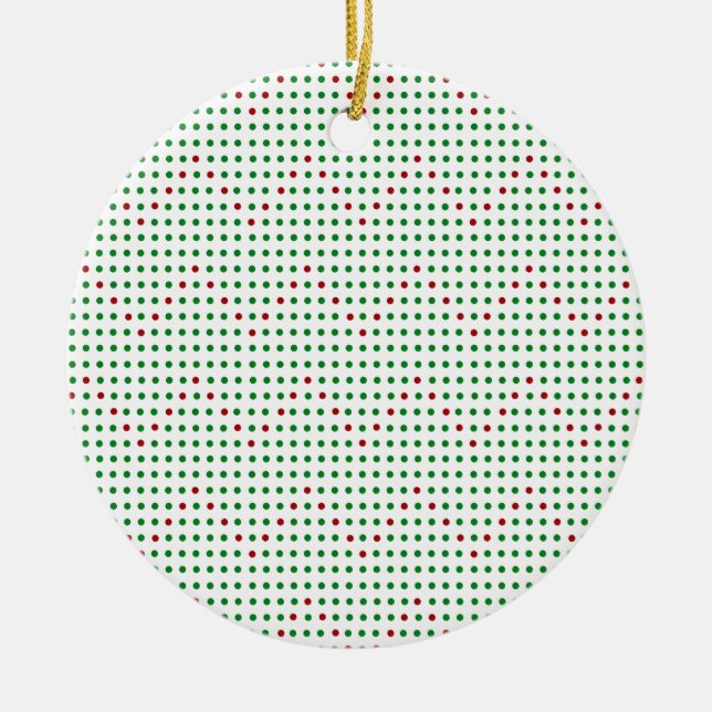 Red Grönt Zigzag Chevron Dots Mönster Helgdag Julgransprydnad Keramik (Framsidan)