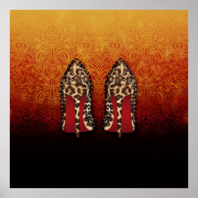 RED GRUND-högklackar i LEOPARD Poster (Framsidan)