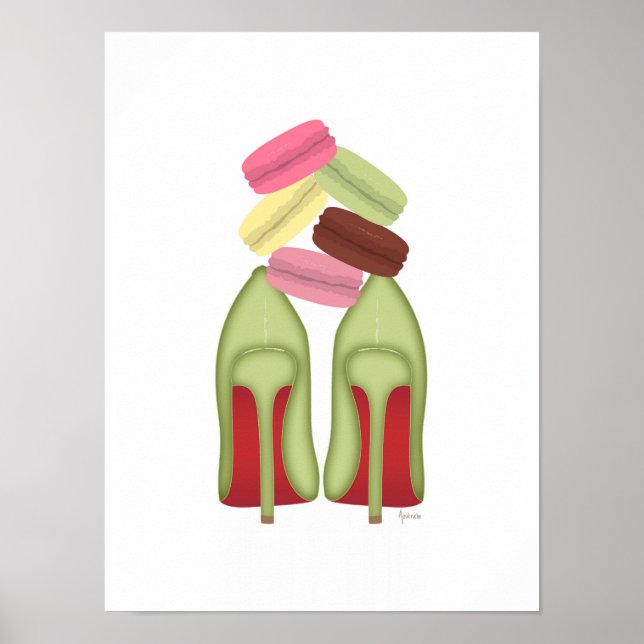 Red Grund stilettos skor, högklackar och makaroner Poster (Framsidan)