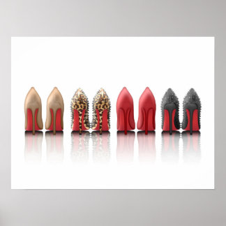 Red Grund Stilettos-skor klacksamling Poster